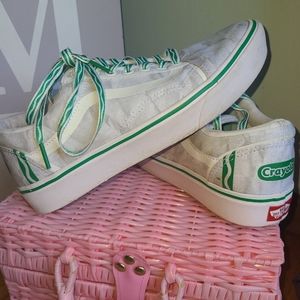 Vans Green Crayola Shoes Nseakers Men's 7 Women's 8.5 Great Used Condition White
